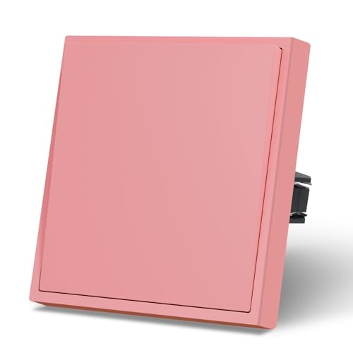 MVAVA Lichtschalter Unterputz, Standard Lichtschalter 1 Fach 1 Weg, Kunststoffe Wandschalter 80mm x 80mm, Rosa von MVAVA