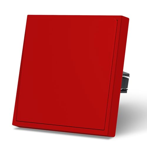 MVAVA Lichtschalter Unterputz, Standard Lichtschalter 1 Fach 1 Weg, Kunststoffe Wandschalter 80mm x 80mm, Rot von MVAVA