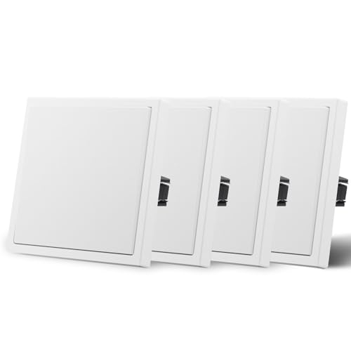 MVAVA Lichtschalter Unterputz, Standard Lichtschalter 1 Fach 1 Weg, Kunststoffe Wandschalter 80mm x 80mm, 4 Pack Weiß von MVAVA