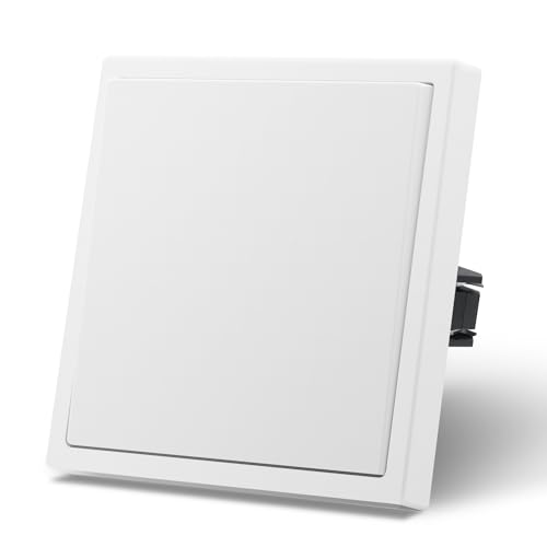 MVAVA Lichtschalter Unterputz, Standard Lichtschalter 1 Fach 2 Wege, Kunststoffe Wandschalter 80mm x 80mm, Weiß von MVAVA