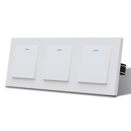 MVAVA Lichtschalter Unterputz 1 Fach 2 Wege Lichtschalter mit LED 86 * 228mm Taste Schalter Wandschalter Kippschalter Weiß von MVAVA