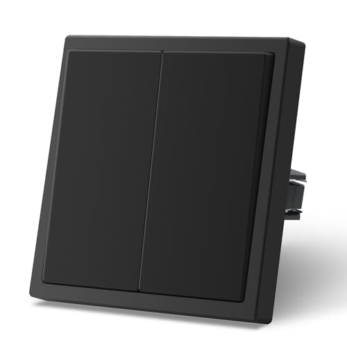 MVAVA Lichtschalter Unterputz, Standard Lichtschalter 2 Fach 1 Weg, Kunststoffe Wandschalter 80mm x 80mm, Schwarz von MVAVA