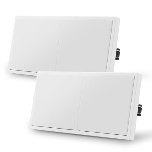 MVAVA Lichtschalter Unterputz, Standard Lichtschalter 1 Fach 1 Weg, Kunststoffe Wandschalter 80mm x 150mm, 2 Pack Weiß von MVAVA