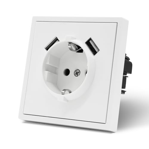 MVAVA Schuko Steckdose EU-Standard, 1 Fach Unterputz Steckdose, Einfache Installation, 80mm × 80mm Steckdosen, 3-Draht Erforderlich, Weiß MVAVA Schuko Steckdose EU-Standard, 1 Fach Unterputz Steckdose, Einfache Installation, 80mm × 80mm Steckdosen, 3-Draht Erforderlich, Weiß von MVAVA
