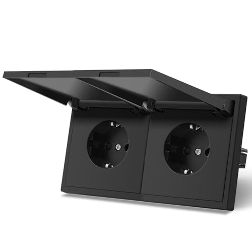 MVAVA Schuko Steckdose EU-Standard 2 Fach Feuchtraum Unterputz Steckdose Schwarz Einfache Installation 80mm*150mm 3-Draht Erforderlich MVAVA Schuko Steckdose EU-Standard 2 Fach Feuchtraum Unterputz Steckdose Schwarz Einfache Installation 80mm*150mm 3-Draht Erforderlich von MVAVA