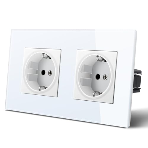 MVAVA Schuko Steckdose EU-Standard 2 Fach Glas Platte Unterputz Steckdose Einfache Installation 3-Draht Erforderlich Weiß MVAVA Schuko Steckdose EU-Standard 2 Fach Glas Platte Unterputz Steckdose Einfache Installation 3-Draht Erforderlich Weiß von MVAVA