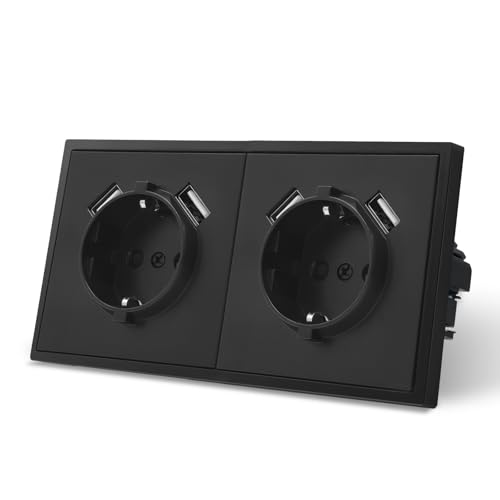 MVAVA Schuko Steckdose EU-Standard, 2 Fach Unterputz Steckdose, Einfache Installation, 80mm × 150mm Steckdosen, 3-Draht Erforderlich, Schwarz MVAVA Schuko Steckdose EU-Standard, 2 Fach Unterputz Steckdose, Einfache Installation, 80mm × 150mm Steckdosen, 3-Draht Erforderlich, Schwarz von MVAVA