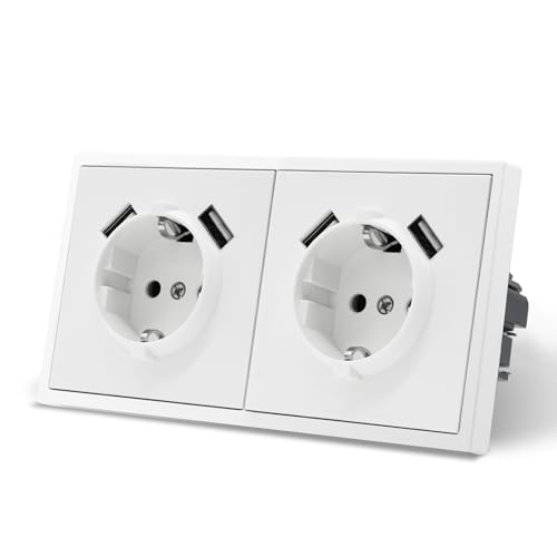MVAVA Schuko Steckdose EU-Standard, 2 Fach Unterputz Steckdose, Einfache Installation, 80mm × 150mm Steckdosen, 3-Draht Erforderlich, Weiß MVAVA Schuko Steckdose EU-Standard, 2 Fach Unterputz Steckdose, Einfache Installation, 80mm × 150mm Steckdosen, 3-Draht Erforderlich, Weiß von MVAVA
