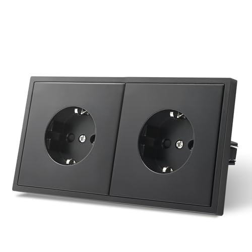 MVAVA Schuko Steckdose EU-Standard 2 Fach Unterputz Steckdose Schwarz Einfache Installation 80mm*150mm Steckdosen 3-Draht Erforderlich MVAVA Schuko Steckdose EU-Standard 2 Fach Unterputz Steckdose Schwarz Einfache Installation 80mm*150mm Steckdosen 3-Draht Erforderlich von MVAVA