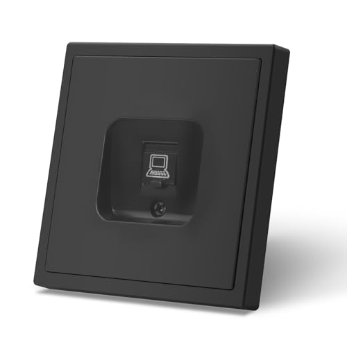 MVAVA Schuko Steckdose EU-Standard CAT 5 Ethernet Buchse, 80mm x 80mm Unterputz Steckdose, Einfache Installation, 3-Draht Erforderlich, Schwarz MVAVA Schuko Steckdose EU-Standard CAT 5 Ethernet Buchse, 80mm x 80mm Unterputz Steckdose, Einfache Installation, 3-Draht Erforderlich, Schwarz von MVAVA