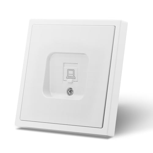 MVAVA Schuko Steckdose EU-Standard CAT 5 Ethernet Buchse, 80mm x 80mm Unterputz Steckdose, Einfache Installation, 3-Draht Erforderlich, Weiß von MVAVA