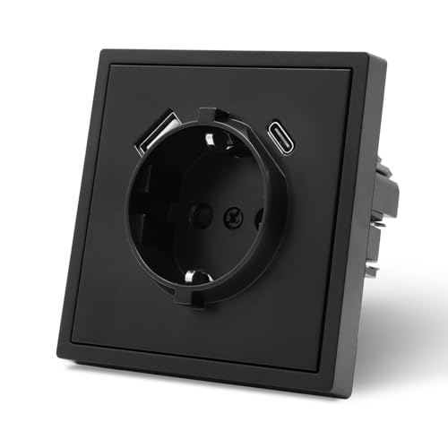 MVAVA Steckdose mit USB C EU-Standard, 1 Fach Unterputz Steckdose, Einfache Installation, 80mm × 80mm Steckdosen, 3-Draht Erforderlich, Schwarz MVAVA Steckdose mit USB C EU-Standard, 1 Fach Unterputz Steckdose, Einfache Installation, 80mm × 80mm Steckdosen, 3-Draht Erforderlich, Schwarz von MVAVA