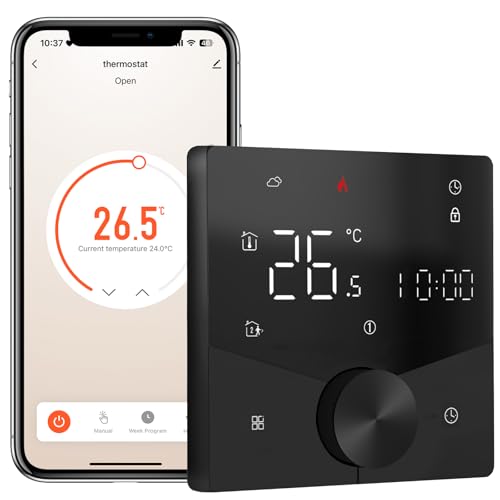 MVAVA Thermostat, Smart WLAN Thermostat Kompatibel mit Alexa und Google Assistant, Raumthermostat Kompatibel mit Tuya Smart Life App Fernbedienung, Schwarz von MVAVA