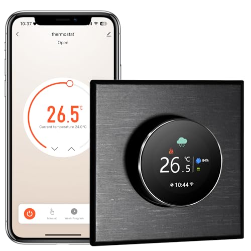 MVAVA Thermostat, Smart WLAN Thermostat kompatibel mit Alexa und Google Assistant, Raumthermostat Kompatibel mit Tuya Smart Life App Fernbedienung, Schwarz von MVAVA