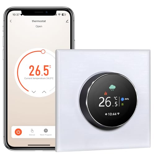 MVAVA Thermostat, Smart WLAN Thermostat kompatibel mit Alexa und Google Assistant, Raumthermostat Kompatibel mit Tuya Smart Life App Fernbedienung, Weiß von MVAVA