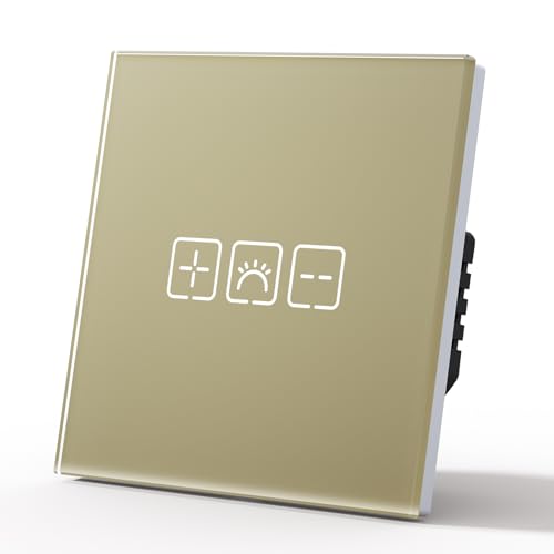 MVAVA Touch Lichtschalter Unterputz, Wlan Smart Lichtschalter Kompatibel mit Alexa/Google Home Work mit Tuya/Smart Life, Glas Alexa Dimmschalter, Neutrale Leitung Benötigt Gold MVAVA Touch Lichtschalter Unterputz, Wlan Smart Lichtschalter Kompatibel mit Alexa/Google Home Work mit Tuya/Smart Life, Glas Alexa Dimmschalter, Neutrale Leitung Benötigt Gold von MVAVA