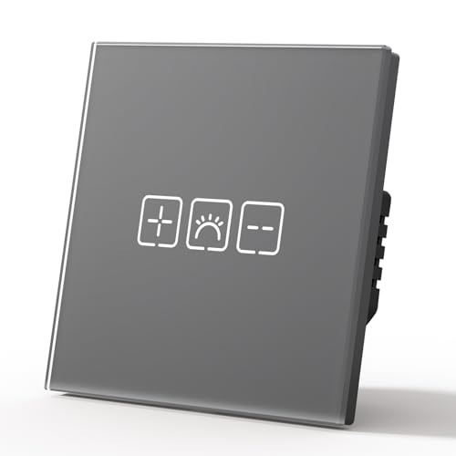 MVAVA Touch Lichtschalter Unterputz, Wlan Smart Lichtschalter Kompatibel mit Alexa/Google Home Work mit Tuya/Smart Life, Glas Alexa Dimmschalter, Neutrale Leitung Benötigt Grau von MVAVA
