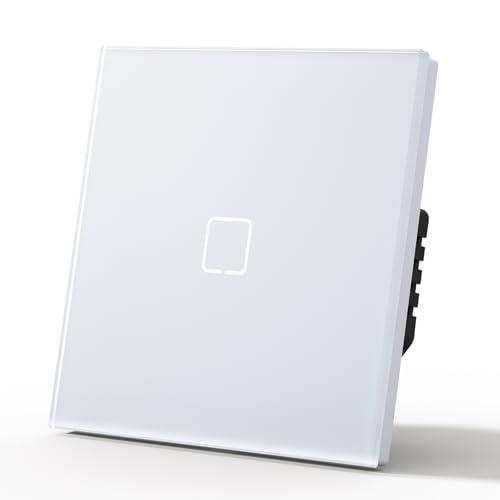 MVAVA Touch Lichtschalter Unterputz, Wlan Smart Lichtschalter Kompatibel mit Alexa/Google Home Work mit Tuya/Smart Life, Glas Alexa Lichtschalter, Neutrale Leitung Benötigt 1 Fach 1 Weg von MVAVA