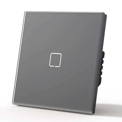 MVAVA Touch Lichtschalter Unterputz, Wlan Smart Lichtschalter Kompatibel mit Alexa/Google Home Work mit Tuya/Smart Life, Glas Alexa Lichtschalter, Neutrale Leitung Benötigt 1 Fach 1 Weg von MVAVA