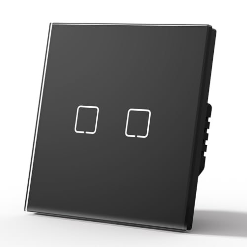MVAVA Touch Lichtschalter Unterputz, Wlan Smart Lichtschalter Kompatibel mit Alexa/Google Home Work mit Tuya/Smart Life, Glas Alexa Lichtschalter, Neutrale Leitung Benötigt 2 Fach 1 Weg von MVAVA