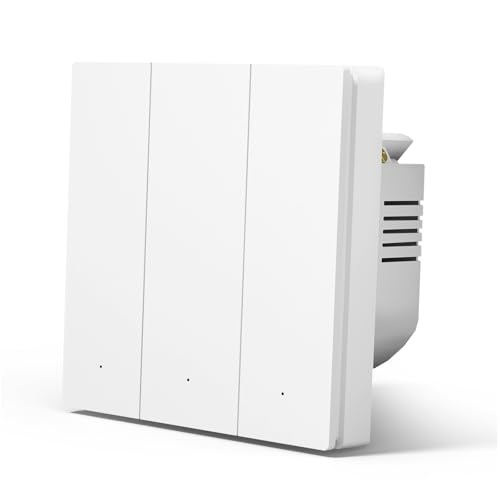 MVAVA ZigBee Lichtschalter, Smart Wandschalter Alexa und Google Home Work mit Tuya, 86mm Lichtschalter Unterputz, Wandlichtschalter (Neutrale Leitung Benötigt) 3 Fach 1 Weg Weiß von MVAVA