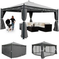 MVG Pergola »MVG-HA014«, 4 x 4 m, 7-cm-Stahl-gestell mit Seitenwand und Moskitonetz - grau von MVG