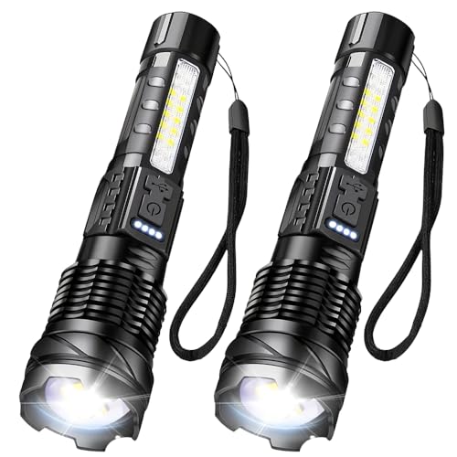 MVIOCS Wiederaufladbare Taschenlampe, hohe Lumen, leistungsstarke LED-Taschenlampe mit 7 Modi, zoombar und wasserdicht, superhelles Blitzlicht für Zuhause, Camping, Wandern, Notfälle, 2 Stück MVIOCS Wiederaufladbare Taschenlampe, hohe Lumen, leistungsstarke LED-Taschenlampe mit 7 Modi, zoombar und wasserdicht, superhelles Blitzlicht für Zuhause, Camping, Wandern, Notfälle, 2 Stück von MVIOCS