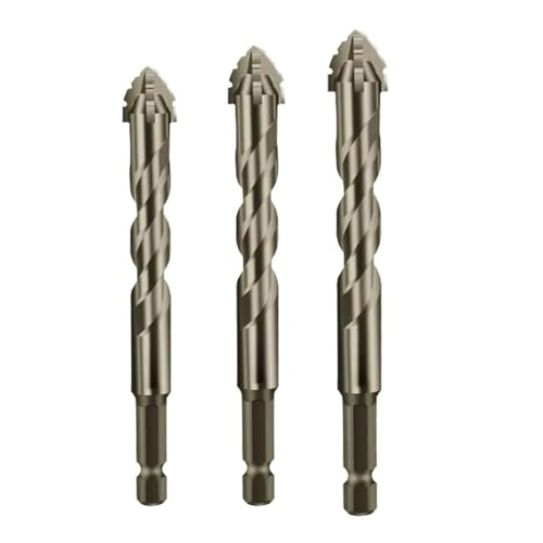 3 Stück Edelstähle Power Bit Bohrer, Multifunktions und Verschleißfest Exzenterbohrer, Hoher Scharfe Sägezahnbohrer Set, für Beton, Glas, Keramik, Holz, Metall und Bohren(6/8/10 MM) von MVOLEGDE