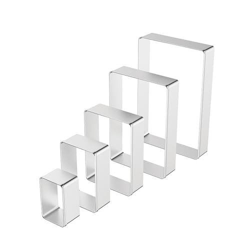 5 Stück Ausstechform Rechteckig,5 Größen Ausstechformen Set,Edelstahl Ausstecher,Silberner Cookie Cutter,Waschbar Keksausstecher Rechteckig Set,für Backen DIY Keks Gebäck Mousse-Torte Formen 5 Stück Ausstechform Rechteckig,5 Größen Ausstechformen Set,Edelstahl Ausstecher,Silberner Cookie Cutter,Waschbar Keksausstecher Rechteckig Set,für Backen DIY Keks Gebäck Mousse-Torte Formen von MVOLEGDE