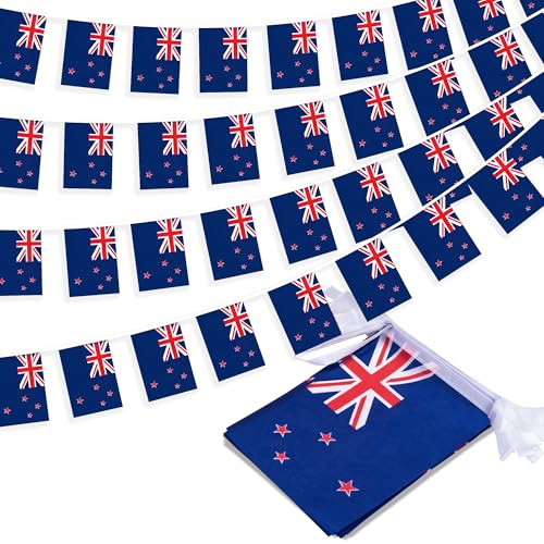 Neuseeland String Flag Pennant Banner, Small Mini New Zealander Flags Bunting Banner, National Country Decoration for School, Party, Sports Events, Patriotic Festival, 33 Feet 30 Flags von MVPRING