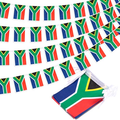 Südafrika String Flag Wimpel Banner, kleine Mini Südafrikanische Flaggen Wimpelkette Banner, Nationallanddekoration für Schule, Party, Sportveranstaltungen, patriotisches Festival, 33 Fuß 30 Flaggen von MVPRING