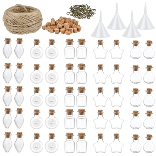 50 Stück Mini Glasflaschen Mit Korken,Klein Gläser Mini Bottle Set,Dekoglas Korken Flaschen Wunschflaschen,Reagenzglas mit Korken,Kleine Fläschchen Gewürzgläser Glasbehälter für DIY Party Dekoration von MVQPER