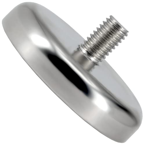 [1 Stück] Neodym Magnete mit Gewinde - M8 Gewindebolzen 48mm Magnet mit 100Kg Zugkraft Topfmagnet Außengewinde Flachgreifer Super Stark von MVT Magnete