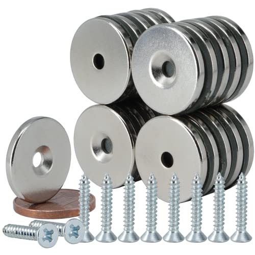 [10 Stück] Neodym Magnet mit Bohrung und Senkung 17x2mm - 3KG Stark Scheibe - Magnetscheibe mit Loch - Ring Magnete Mit M3 Senkkopfschrauben - Senkloch zum anschrauben von MVT Magnete