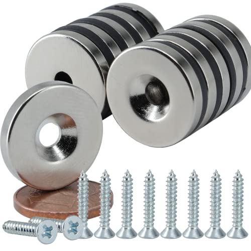 [10 Stück] Neodym Magnet mit Bohrung und Senkung 18x3mm - 10KG Stark Scheibe - Magnetscheibe mit Loch - Ring Magnete Mit M3 Senkkopfschrauben - Senkloch zum anschrauben von MVT Magnete