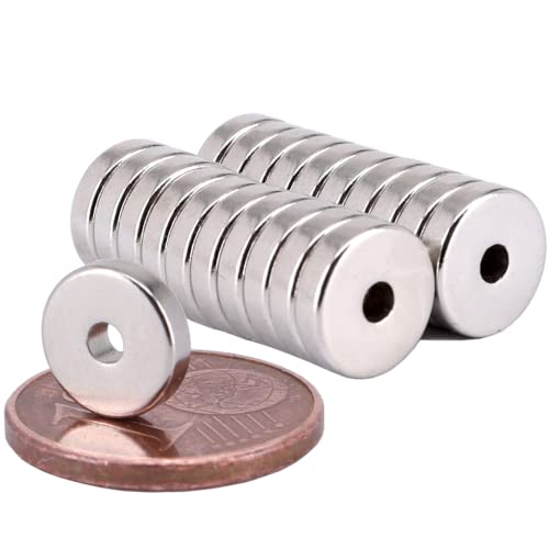 [20 Stück] Neodym Magnet Ring N52 Magnetring 8mm x 2mm Mit 2mm Loch Bohrung - Mini Magnete Ringemagnet - Magnetscheibe Rund von MVT Magnete