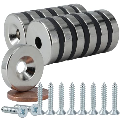 [5 Stück] Neodym Magnet mit Bohrung und Senkung 18x4mm - 5KG Stark Scheibe - Magnetscheibe mit Loch - Ring Magnete Mit M4 Senkkopfschrauben - Senkloch zum anschrauben von MVT Magnete