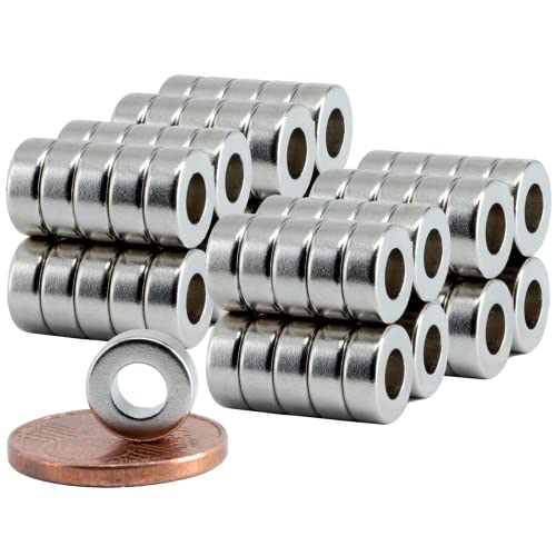 [80 Stück] Neodym Magnet Ring N52 Magnetring 8mm x 3mm Mit 4mm Loch Bohrung - Mini Magnete Ringemagnet - Magnetscheibe Rund von MVT Magnete