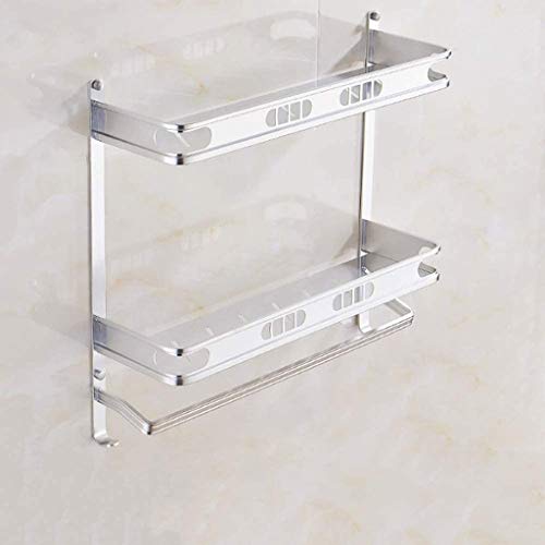 FMURY Badezimmer-Regal, 2-lagig, Dusche, Aluminium-Shampoo-Korb, Küche, multifunktionales Badezimmer-Regal (59,5 cm) von MVUYO
