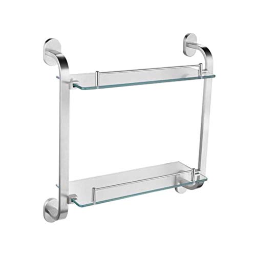 MVUYO FMURY Badezimmer-Glasregal aus Aluminium, 2-lagig, gehärtetes Glas, rechteckige Schicht, dicke Wandmontage von MVUYO