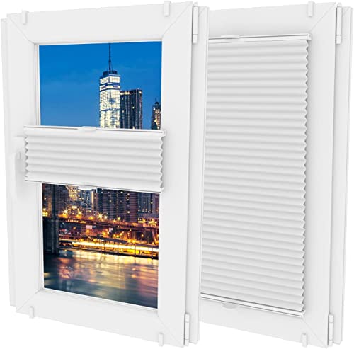 MW GROUP Plissee Ohne Bohren -Nicht-invasive Griffe - Schnelle und Einfache Installation Plissee - Rollos für Fenster Ohne Bohren - Rollos Für Fenster jeder Form(B 20cm x H 120cm,Weiß) von MW GROUP