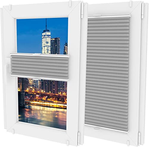 MW GROUP Plissee Ohne Bohren -Nicht-invasive Griffe - Schnelle und Einfache Installation Plissee - Rollos für Fenster Ohne Bohren - Rollos Für Fenster jeder Form(B 25cm x H 120cm,Graubeige) von MW GROUP
