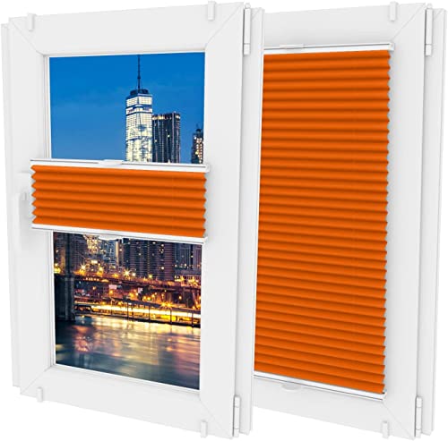 MW GROUP Plissee Ohne Bohren -Nicht-invasive Griffe - Schnelle und Einfache Installation Plissee - Rollos für Fenster Ohne Bohren - Rollos Für Fenster jeder Form(B 30cm x H 70cm,Orange) von MW GROUP
