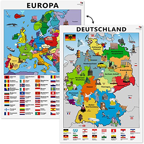 Lerntafel - MW Handel - DIN A2 - beidseitig bedruckt (Deutschland und Europa) von MW Handel