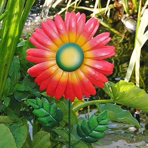 MW Handel Gartenstecker Blume aus Metall, 19,5cm x 3,5cm x 62cm(Gerbera rot) von MW Handel