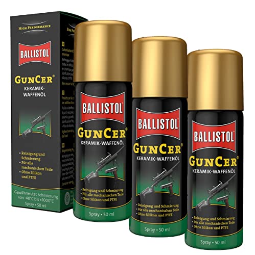 BALLISTOL 3 Stück 50 ml GunCer Keramik-Waffenöl Spray Waffenpflege 22165 von BYUP