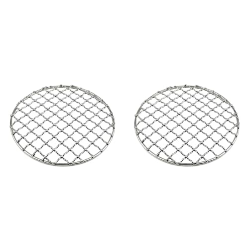 Camping Grillrost Mesh Pads Quadratisch Rund Grillen Netz Feuer Kochen Outdoor Picknick BBQ Topf Brennholz Rack Für Outdoor Grill(2PCS Round) von MWAHJU