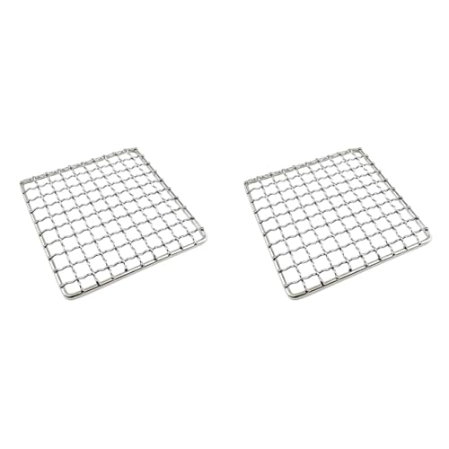 Camping Grillrost Mesh Pads Quadratisch Rund Grillen Netz Feuer Kochen Outdoor Picknick BBQ Topf Brennholz Rack Für Outdoor Grill(2PCS Square S) von MWAHJU