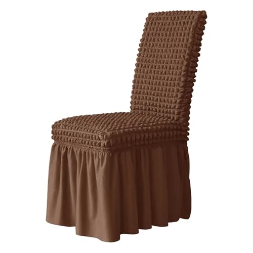 MWAHJU 2 Stück 3D-Stuhlhussen, Langer Rock, Stuhlhussen for Esszimmer, Hochzeit, Hotel, Bankett, Stretch-Spandex, Heimdekoration, hohe Rückenlehne Für Esszimmer Büro(Dark Coffee) von MWAHJU