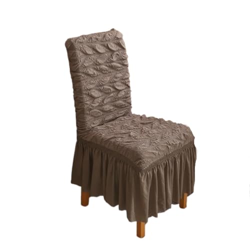 MWAHJU 2 Stück Herbst-Winter-verdickter elastischer Stuhlbezug, einfarbig, rutschfest, allumfassend, Esstisch-Rückenlehnenbezug Für Esszimmer Büro(Brown) von MWAHJU